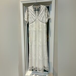 Pinkblush White Lace Boho Wedding Maternity Photo Shoot Dress Sz M Medium